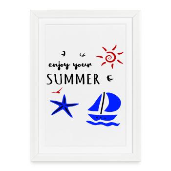 enjoy your Summer, Urlaub - Framed poster (27 × 37 cm) - white - Front