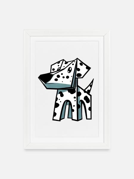 Dalmatiner Hund - Gerahmtes Poster (27 × 37 cm) - Weiß