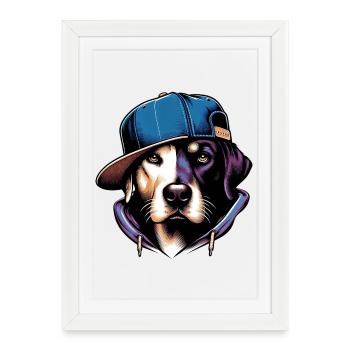 Chien - Affiche encadrée (27 × 37 cm) - blanc - Devant