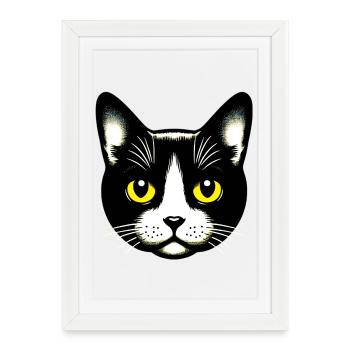 Chat - Affiche encadrée (27 × 37 cm) - blanc - Devant