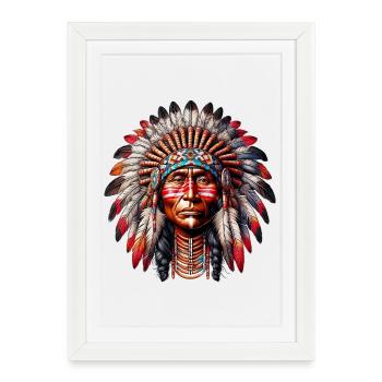 Amérindien Américain - Affiche encadrée (27 × 37 cm) - blanc - Devant