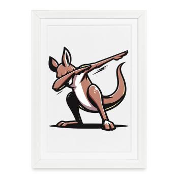 Dabbing Kangaru - Affiche encadrée (27 × 37 cm) - blanc - Devant