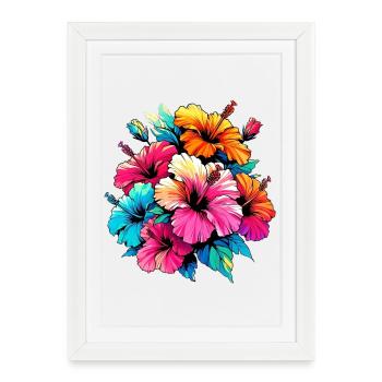 Fleurs d’hibiscus - Affiche encadrée (27 × 37 cm) - blanc - Devant