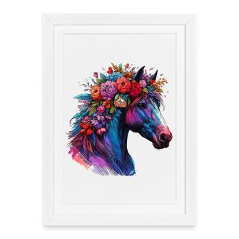 Cheval - Affiche encadrée (27 × 37 cm) - blanc - Devant