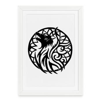 Black wolf and lucky talisman - Framed poster (27 × 37 cm) - white - Front