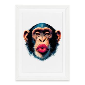 Baiser de singe - Affiche encadrée (27 × 37 cm) - blanc - Devant