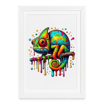 Caméléon - Affiche encadrée (27 × 37 cm) - blanc - Devant