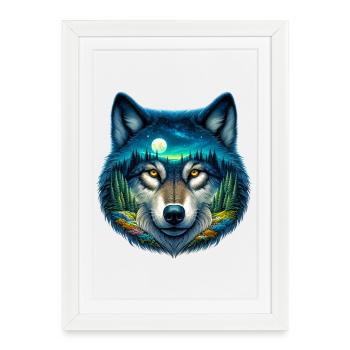 Wolf - Gerahmtes Poster (27 × 37 cm) - Weiß - Vorne