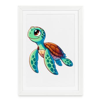 Turtle - Framed poster (27 × 37 cm) - white - Front
