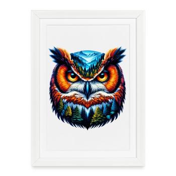 Hibou - Affiche encadrée (27 × 37 cm) - blanc - Devant