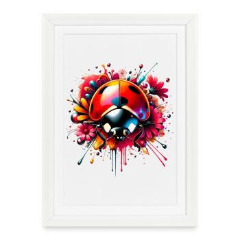 Coccinelle - Affiche encadrée (27 × 37 cm) - blanc - Devant