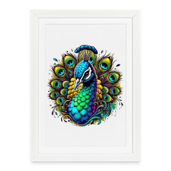 Peacock - Framed poster (27 × 37 cm) - white - Front