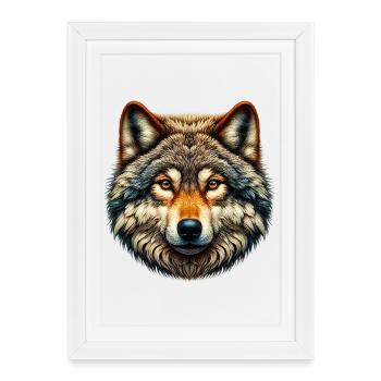 Wolf - Gerahmtes Poster (27 × 37 cm) - Weiß - Vorne