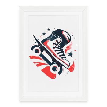 Roller Skates Drawing - Framed poster (27 × 37 cm) - white - Front