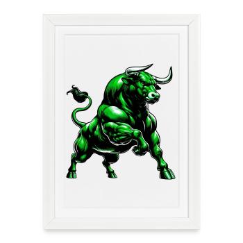 Taureau - Affiche encadrée (27 × 37 cm) - blanc - Devant