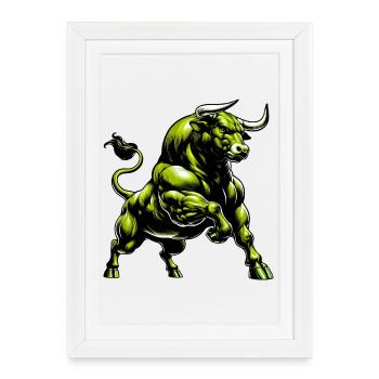 Bull - Framed poster (27 × 37 cm) - white - Front