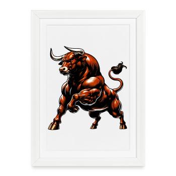 Bull - Framed poster (27 × 37 cm) - white - Front