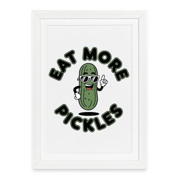Eat More Cornichons Concombres Fun Chemise - Affiche encadrée (27 × 37 cm) - blanc - Devant
