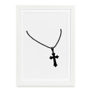 Collier avec croix - Affiche encadrée (27 × 37 cm) - blanc - Devant