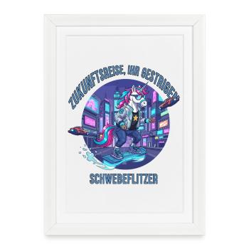 Licorne du futur - Affiche encadrée (27 × 37 cm) - blanc - Devant