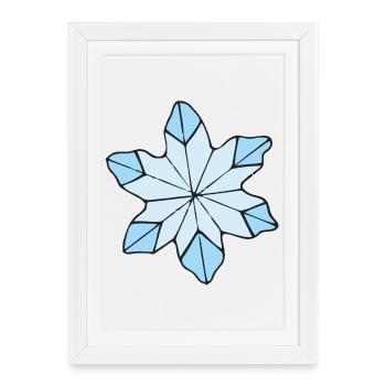 Design élégant de fleur de glace bleue - Affiche encadrée (27 × 37 cm) - blanc - Devant