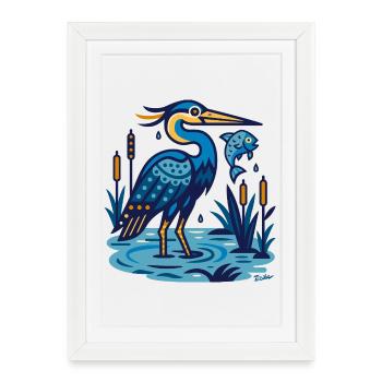 Grey heron - Framed poster (27 × 37 cm) - white - Front