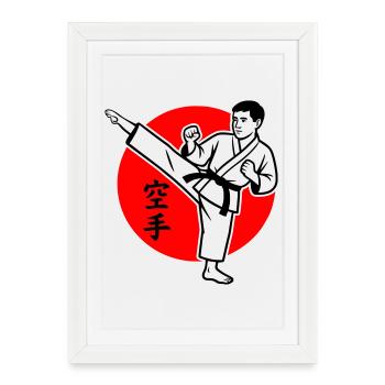 Karaté Yokogeri mâle - Affiche encadrée (27 × 37 cm) - blanc - Devant