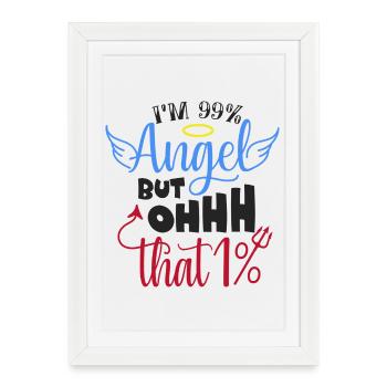 Angel Humor T-Shirt Design - Framed poster (27 × 37 cm) - white - Front