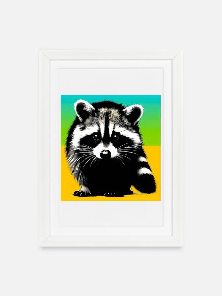 Waschbär - Gerahmtes Poster (27 × 37 cm) - Weiß