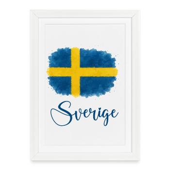 tache sur le drapeau suédois - Affiche encadrée (27 × 37 cm) - blanc - Devant