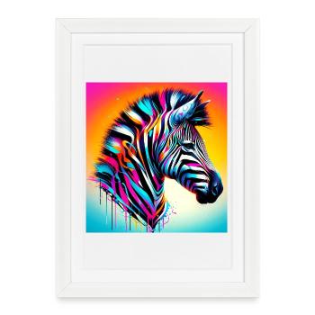 zèbre - Affiche encadrée (27 × 37 cm) - blanc - Devant