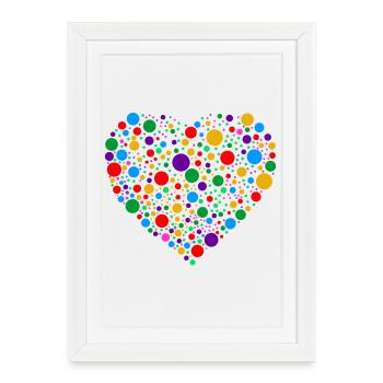 Colourful Polka Dot Heart – Bright Spotty Dotted  - Framed poster (27 × 37 cm) - white - Front