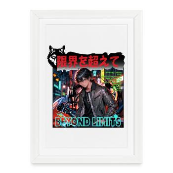 Tokyo Cyber Rider « Beyond Limit"Style Anime - Affiche encadrée (27 × 37 cm) - blanc - Devant