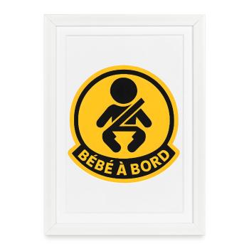 Bébé à Bord Jaune Badge - Affiche encadrée (27 × 37 cm) - blanc - Devant