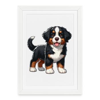 Bouvier Bernois chiot doux - Affiche encadrée (27 × 37 cm) - blanc - Devant