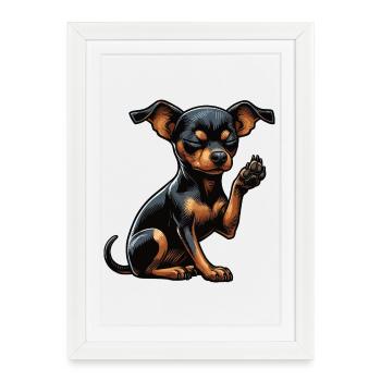 Pinscher miniature Pinscher Pinscher Pinscher Propriétaire Minpin - Affiche encadrée (27 × 37 cm) - blanc - Devant
