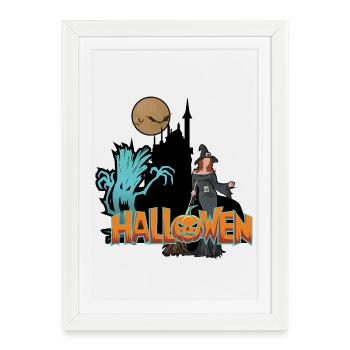 Halloween Witch and Pumpkin - Framed poster (27 × 37 cm) - white - Front