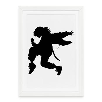Breakdance B-Girl Silhouette en action - Affiche encadrée (27 × 37 cm) - blanc - Devant
