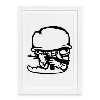 Worm Soldier Crazy Helmet Weapon Aggressive Wild Fun - Framed poster (27 × 37 cm) - white - Front