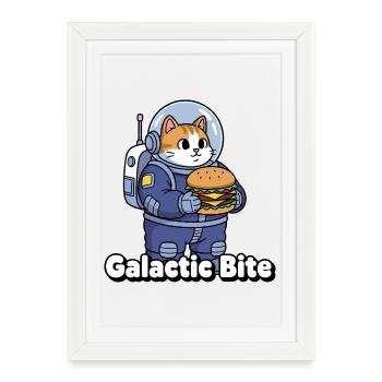 Galactic Cat Astronaut Burger - Framed poster (27 × 37 cm) - white - Front