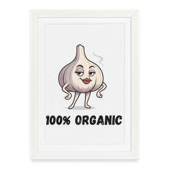 Garlic Diva Pose Ail Végétal Bio - Affiche encadrée (27 × 37 cm) - blanc - Devant