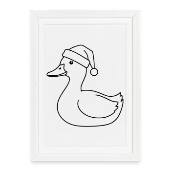 Art de lignes de canard de Noël - Affiche encadrée (27 × 37 cm) - blanc - Devant