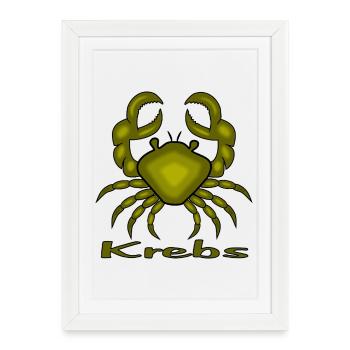 Signe du zodiaque Cancer en bleu - Affiche encadrée (27 × 37 cm) - blanc - Devant