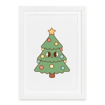 Arbre de Noël - Affiche encadrée (27 × 37 cm) - blanc - Devant