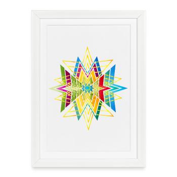 Ornement d’étoile géométrique coloré – Ethno Design - Affiche encadrée (27 × 37 cm) - blanc - Devant