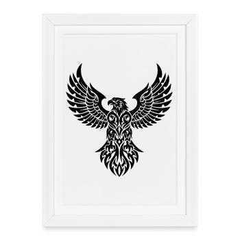 L’aigle tribal – symbole de force et de liberté - Affiche encadrée (27 × 37 cm) - blanc - Devant