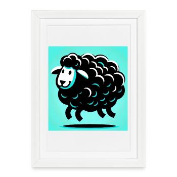Mouton noir - Affiche encadrée (27 × 37 cm) - blanc - Devant