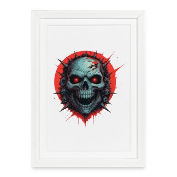 Ghost Skull with Red Vibes - Framed poster (27 × 37 cm) - white - Front