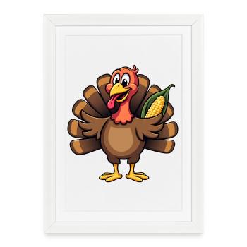 Thanksgiving Drôle Dinde de Thanksgiving - Affiche encadrée (27 × 37 cm) - blanc - Devant