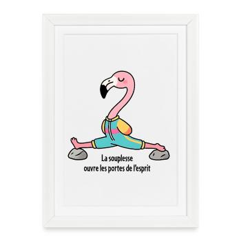 Flamingo yoga in the splits - Framed poster (27 × 37 cm) - white - Front